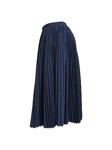 Sacai Sacai Pleated Midi Skirt in Navy Blue Polyester (view 2)