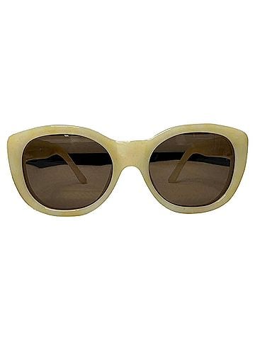Linda Farrow Linda Farrow x Dries Van Noten Square-Framed Sunglasses in Cream Acetate (view 1)