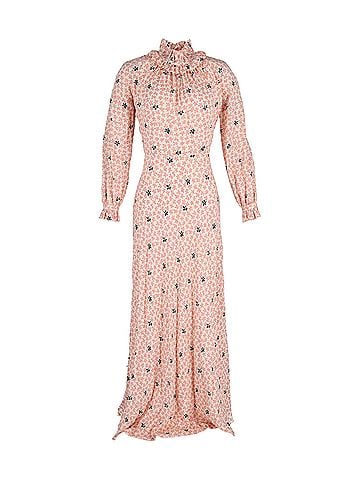 Vilshenko Vilshenko Eleanora Maxi Dress in Peach Floral Print Silk (view 1)