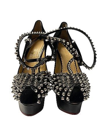 Charlotte Olympia Charlotte Olympia Angry Portia Studded Platform Pumps in Black Suede (view 2)
