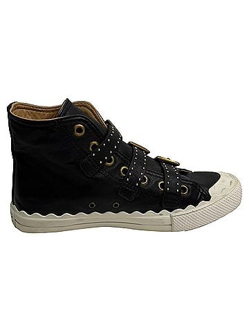 Chloé  Chloé Studded High-Top Sneakers in Black Leather (view 1)