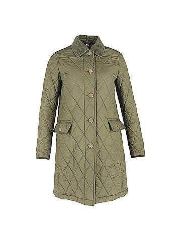 Burberry Burberry Quilted Coat in Green Polyester (view 1)