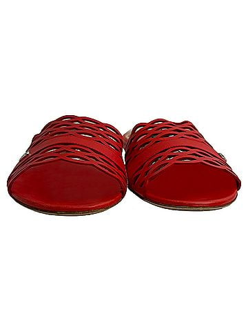 Christian Dior Dior Tattoo Lasercut Slide Sandals in Red Leather (view 2)