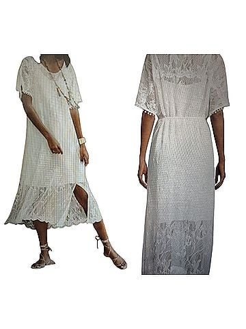 Jade by Johnny Was Sawyer midi-dress and slip in Antique White lace Casual Dress (view 1)