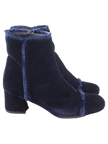 Stuart Weitzman Stuart Weitzman Raw-Edge Trim Boots in Blue Velvet (view 1)