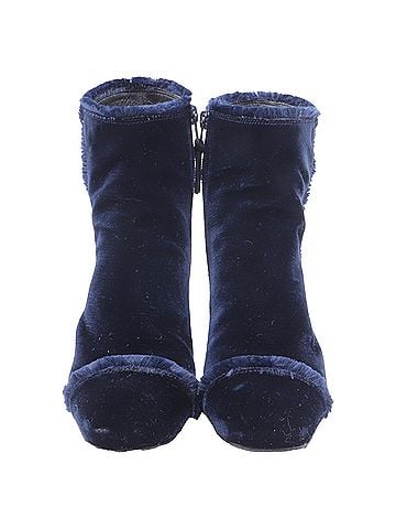 Stuart Weitzman Stuart Weitzman Raw-Edge Trim Boots in Blue Velvet (view 2)
