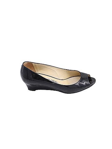 Jimmy Choo Jimmy Choo 'Baxen' Peep-toe Wedges in Black Patent Leather (view 1)
