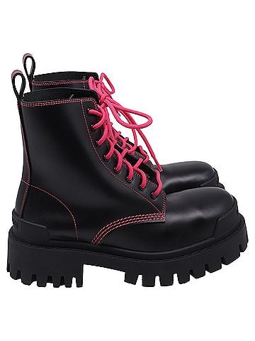 Balenciaga Balenciaga Strike Combat Boots in Black Calfskin Leather (view 1)