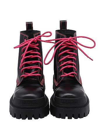 Balenciaga Balenciaga Strike Combat Boots in Black Calfskin Leather (view 2)