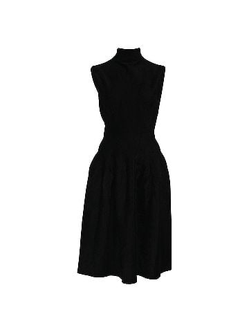 Alaïa Alaïa Mock Neck Velvet Midi Dress in Black Viscose (view 1)