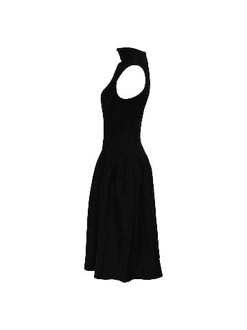 Alaïa Alaïa Mock Neck Velvet Midi Dress in Black Viscose (view 2)