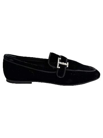 Tod's Tod's Crystal-Embellished Loafers in Black Velvet (view 1)