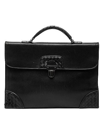 Bottega Veneta Bottega Veneta Intrecciato Business Bag Briefcase Black Leather Men's BOTTEGAVENETA (view 1)