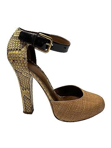 Dolce & Gabbana Dolce & Gabbana Animal Print D'Orsay Pumps in Beige Leather (view 1)