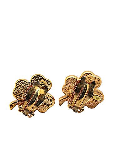 Chanel Gold Plated Enamel Clover Clip On Earrings (view 2)