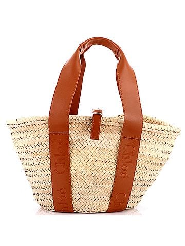 Chloé Sense Basket Tote Raffia with Leather Medium (view 1)