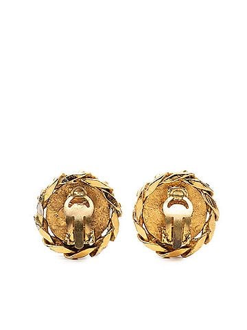 Chanel Chanel Coco Mark Vintage Round Earrings, 23 Stamp, Gold Plated Rhinestones, Women's CHANEL (view 2)