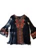 Calessa Floral Black Multi Color Blouse Size XL - photo 1