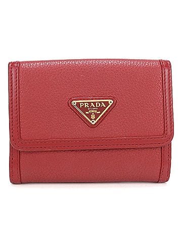 Prada PRADA Bi-fold Wallet 1MH523 2B16 F0011 Triangle Leather Vitello Phoenix Women's Red (view 1)