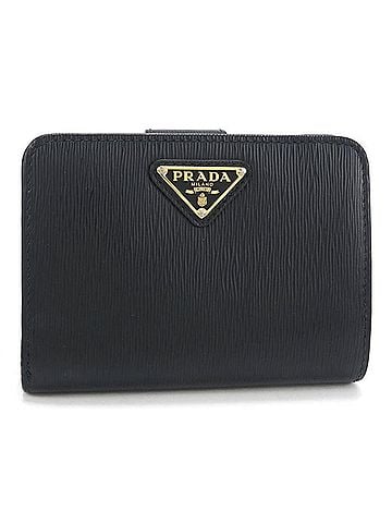 Prada PRADA Bi-fold Wallet 1ML018 2DDU F0002 Triangle Leather Vitello Move Women's Black (view 1)