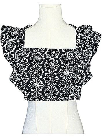Bardot Sierra Black White Eyelet Short Sleeve Blouse (view 1)
