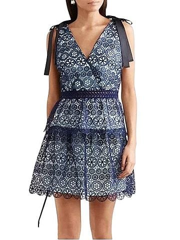 Self-Portrait Tiered Bow-Detailed Mini Dress Cocktail Dress (view 1)