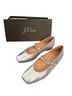 J.Crew 100% Leather Silver Flats Size 6 - photo 1