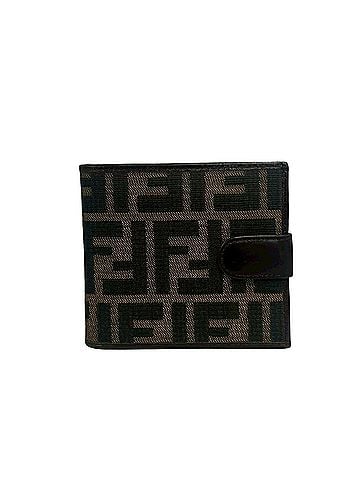 Fendi FENDI FF Zucca Pattern Canvas Leather Bi-fold Wallet Mini Billfold Coin Purse Brown Black 07407 (view 1)