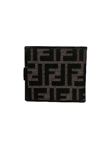 Fendi FENDI FF Zucca Pattern Canvas Leather Bi-fold Wallet Mini Billfold Coin Purse Brown Black 07407 (view 2)