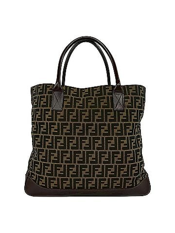 Fendi FENDI Zucca FF Logo Pattern Canvas Leather Tote Bag Handbag, A4 Size, Brown, 07976 (view 1)