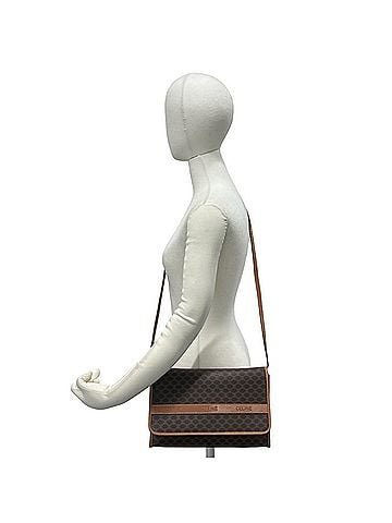 Céline CELINE Vintage Macadam Blazon Triomphe Pattern Leather Shoulder Bag/Pochette, Brown, 64337 (view 2)