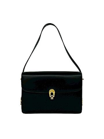Céline CELINE Celine Logo Hardware Engraved Leather Semi One Shoulder Bag Handbag Black 63401 (view 1)