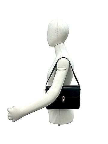 Céline CELINE Celine Logo Hardware Engraved Leather Semi One Shoulder Bag Handbag Black 63401 (view 2)