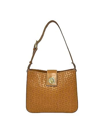 Céline CELINE C Macadam Blazon Triomphe Logo Hardware Leather Semi One-Shoulder Bag Brown Camel 41460 (view 1)