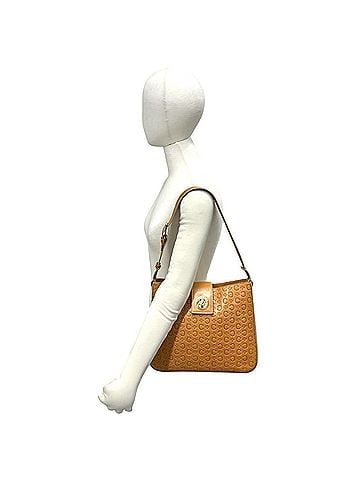 Céline CELINE C Macadam Blazon Triomphe Logo Hardware Leather Semi One-Shoulder Bag Brown Camel 41460 (view 2)