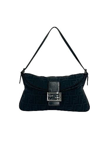 Fendi FENDI FF Zucca Pattern Canvas Leather Semi-One Shoulder Bag Handbag Black 83750 (view 1)