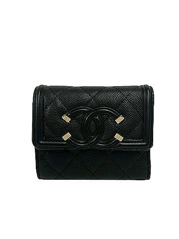 Chanel CHANEL CC Filigree Coco Mark Caviar Skin Tri-fold Wallet Black 86951 (view 1)