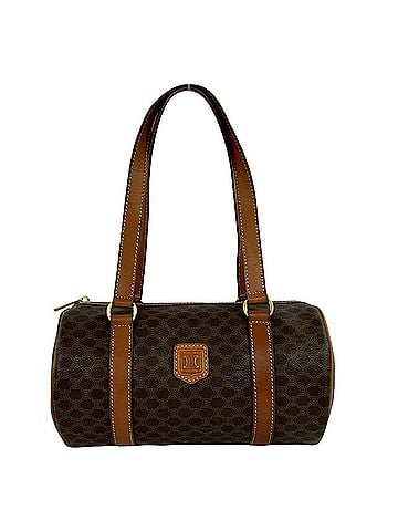 Céline CELINE Vintage Magadham Blazon Triomphe Pattern Leather Handbag Mini Boston Bag Brown 65364 (view 1)