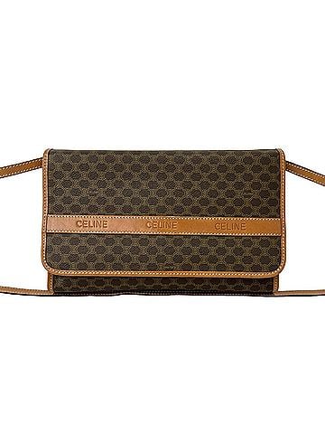 Céline CELINE Vintage Macadam Blazon Triomphe Logo Pattern Leather Shoulder Bag, Brown, 30989 (view 1)