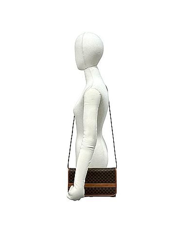 Céline CELINE Vintage Macadam Blazon Triomphe Logo Pattern Leather Shoulder Bag, Brown, 30989 (view 2)