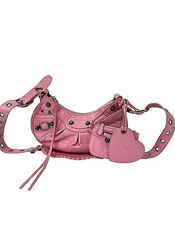 Balenciaga BALENCIAGA Lucagol XS Studded Leather Shoulder Bag Mini Pouch Sacoche Pink 87023 (view 1)