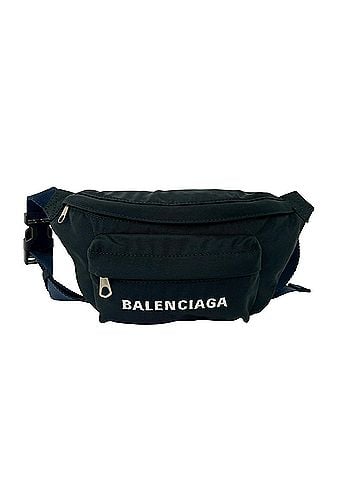 Balenciaga BALENCIAGA Wheel Belt Bag, Nylon Body Waist Pouch, Black/Navy, 85388 (view 1)