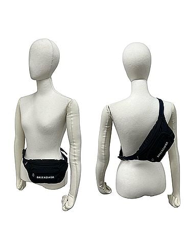 Balenciaga BALENCIAGA Wheel Belt Bag, Nylon Body Waist Pouch, Black/Navy, 85388 (view 2)