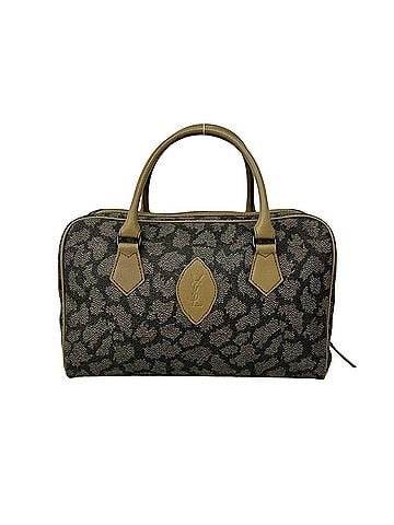 Yves Saint Laurent YVES SAINT LAURENT YSL Logo Giraffe Pattern Leather Handbag Boston Bag Beige Brown 58517 (view 1)