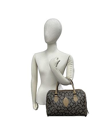 Yves Saint Laurent YVES SAINT LAURENT YSL Logo Giraffe Pattern Leather Handbag Boston Bag Beige Brown 58517 (view 2)