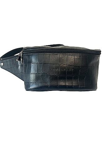 Longchamp Black Croc Embossed Leather Fanny Pack Silver Hardware Leather Belt Bag (view 1)