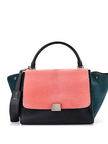 Céline Tricolor Trapeze Bag Pony Hair Medium (view 1)