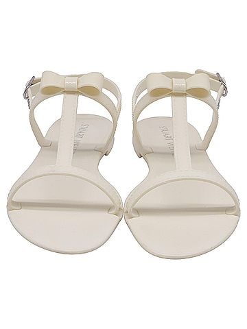 Stuart Weitzman Stuart Weitzman Mellie Bow Jelly Flat Sandals In White Rubber (view 2)