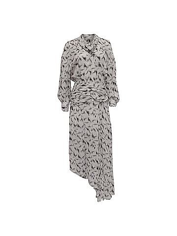 IRO Iro Jensen Asymmetric Printed Midi Dress in White Viscose (view 1)