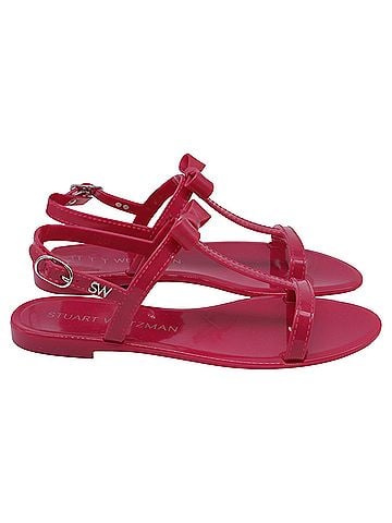 Stuart Weitzman Stuart Weitzman Mellie Bow Jelly Flat Sandals In Pink Rubber (view 1)